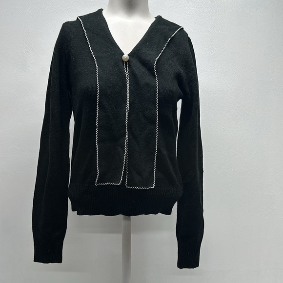 Hell Bunny Connie Sweater Knit Top Blouse Long Sleeve Pullover Black Pearl Small - Picture 2 of 9